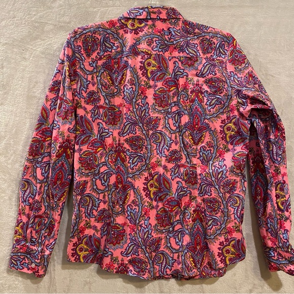 Talbots Shirt Women’s 14 Multi Colored Floral Print Button Down Long Sleeve - Picture 2 of 6